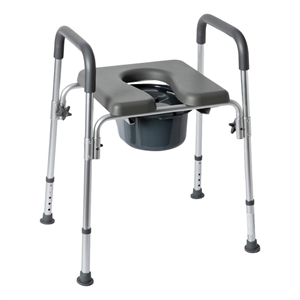 Pemberly Row Height Adjustable Heavy Duty Commode and Shower Chair in Gray