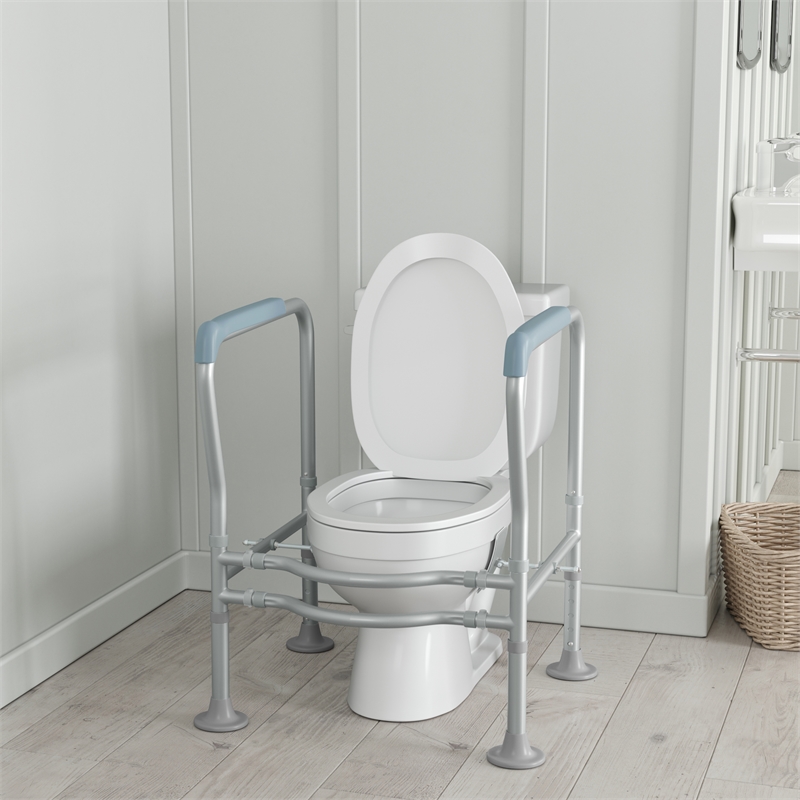 Pemberly Row Adjustable Toilet Safety Rail with Padded Handles and Steel Frame