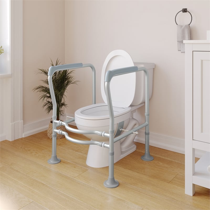 Pemberly Row Adjustable Toilet Safety Rail with Padded Handles and Steel Frame
