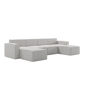 Pemberly Row 6 Piece Modular Sectional Sofa with 2 Ottomans in Cream