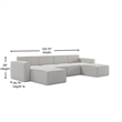 Pemberly Row 6 Piece Modular Sectional Sofa with 2 Ottomans in Cream