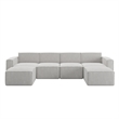 Pemberly Row 6 Piece Modular Sectional Sofa with 2 Ottomans in Cream