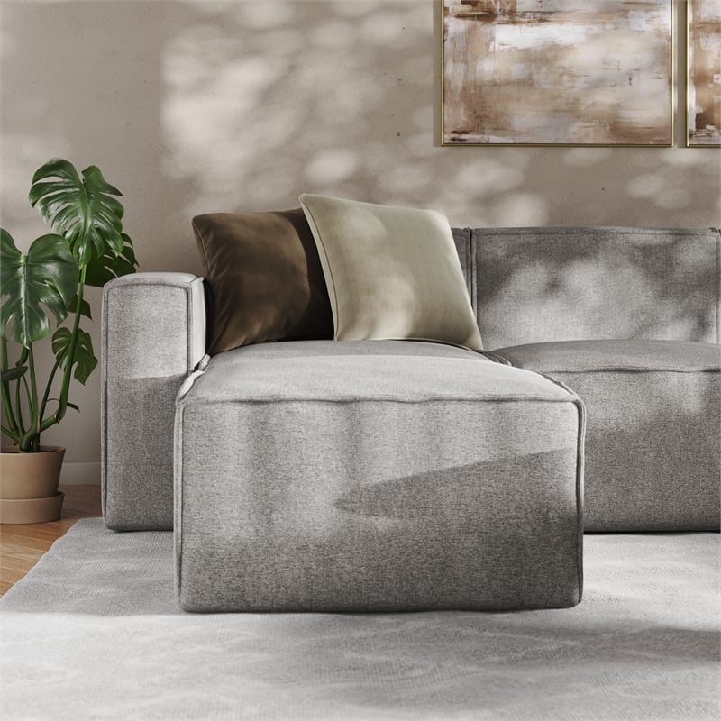 Pemberly Row 6 Piece Modular Sectional Sofa with 2 Ottomans in Gray