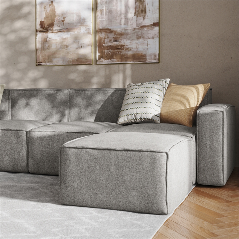 Pemberly Row 6 Piece Modular Sectional Sofa with 2 Ottomans in Gray