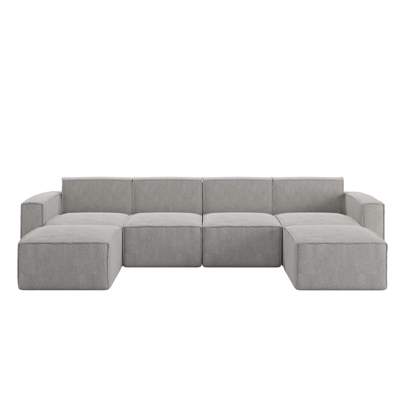 Pemberly Row 6 Piece Modular Sectional Sofa with 2 Ottomans in Gray
