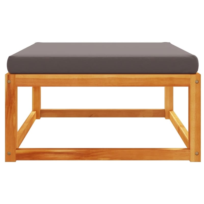 Pemberly Row Garden Footstool with Cushions in Grey and Natural Wood