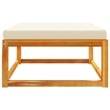 Pemberly Row Solid Acacia Wood Garden Footstool with Oil Finish in Cream/White