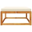 Pemberly Row Solid Acacia Wood Garden Footstool with Oil Finish in Cream/White