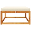 Pemberly Row Solid Acacia Wood Garden Footstool with Oil Finish in Cream/White