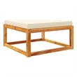 Pemberly Row Solid Acacia Wood Garden Footstool with Oil Finish in Cream/White