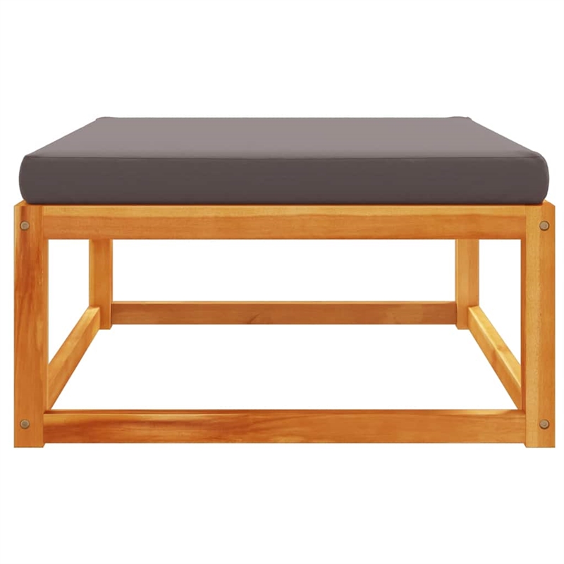 Pemberly Row Solid Acacia Wood Garden Footstool in Natural Finish