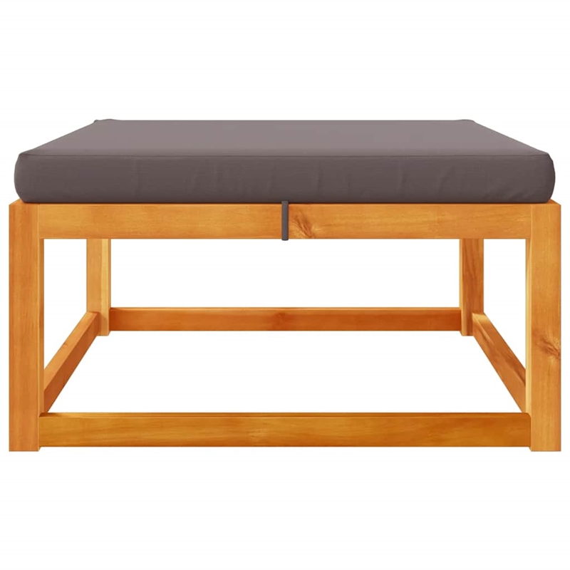 Pemberly Row Solid Acacia Wood Garden Footstool in Natural Finish