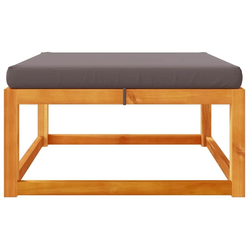 Pemberly Row Solid Acacia Wood Garden Footstool in Natural Finish