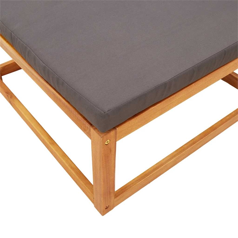 Pemberly Row Solid Acacia Wood Garden Footstool in Natural Finish