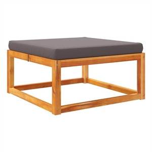 Pemberly Row Solid Acacia Wood Garden Footstool in Natural Finish