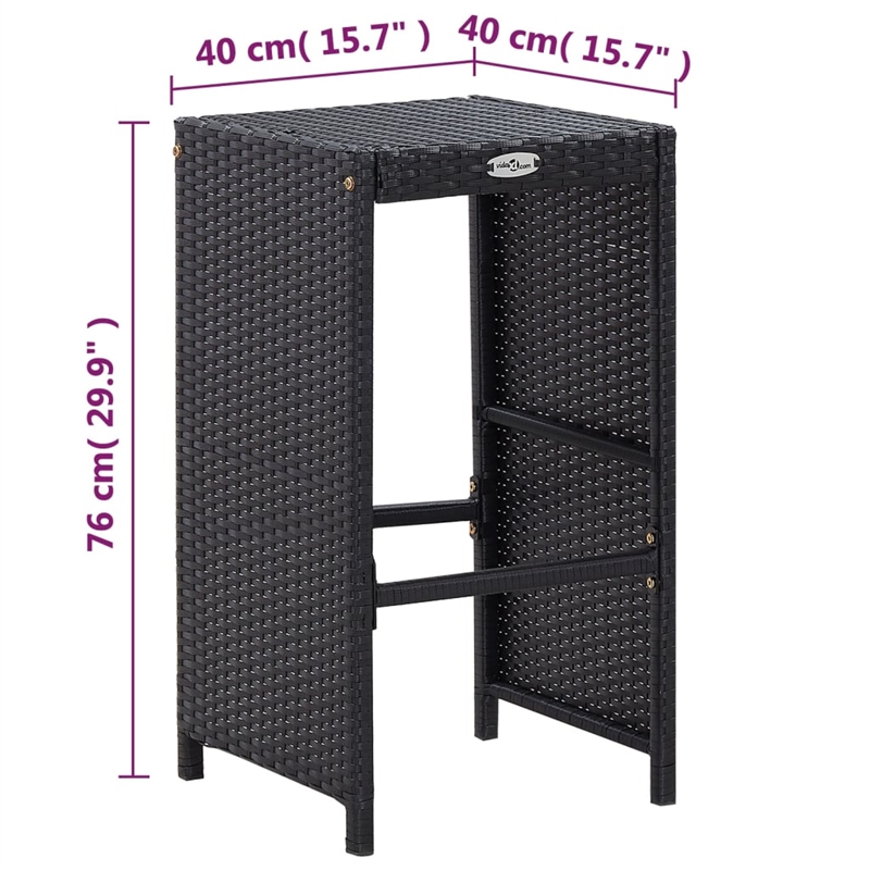 Pemberly Row 7 Piece Poly Rattan Bar Set in Black/White/Cream