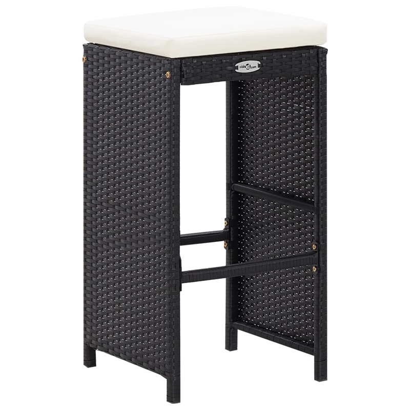 Pemberly Row 7 Piece Poly Rattan Bar Set in Black/White/Cream