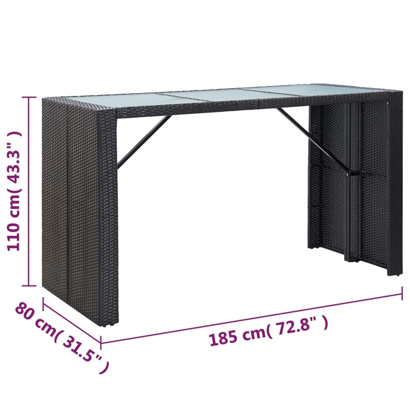 Pemberly Row 7 Piece Poly Rattan Bar Set in Black/White/Cream