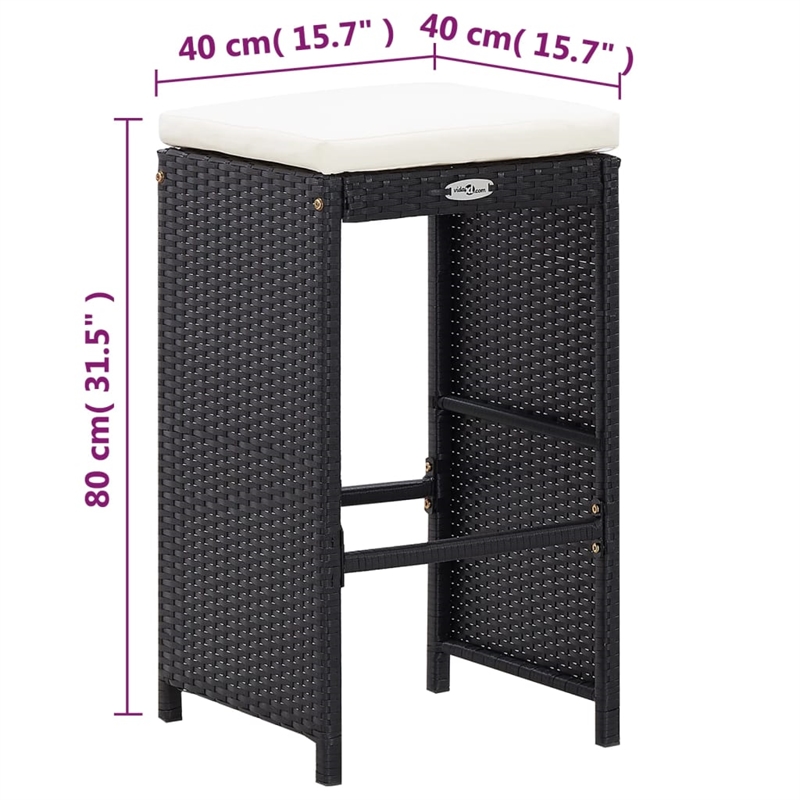 Pemberly Row 7 Piece Poly Rattan Bar Set in Black/White/Cream