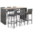 Pemberly Row 7 Piece Solid Acacia Wood Bar Set in Gray/Anthracite