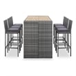 Pemberly Row 7 Piece Solid Acacia Wood Bar Set in Gray/Anthracite