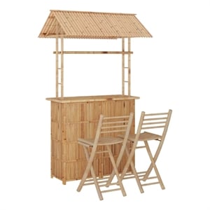 Pemberly Row 3 Piece Steel Frame Outdoor Patio Bar Set in Natural