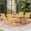 Pemberly Row 5 Piece Wood Outdoor Patio Dining Furniture Set in Brown