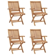 Pemberly Row 5 Piece Wood Outdoor Patio Dining Furniture Set in Brown