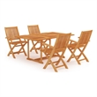 Pemberly Row 5 Piece Wood Outdoor Patio Dining Furniture Set in Brown