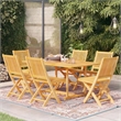 Pemberly Row 7 Piece Wood Medium Outdoor Patio Furniture Set in Brown