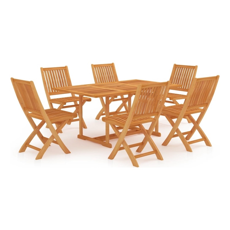 Pemberly Row 7 Piece Wood Medium Outdoor Patio Furniture Set in Brown