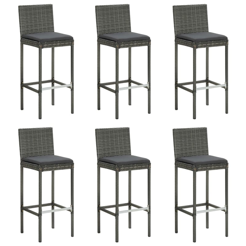 Pemberly Row 7 Piece Solid Acacia Wood Bar Set in Gray/Anthracite