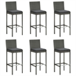 Pemberly Row 7 Piece Solid Acacia Wood Bar Set in Gray/Anthracite