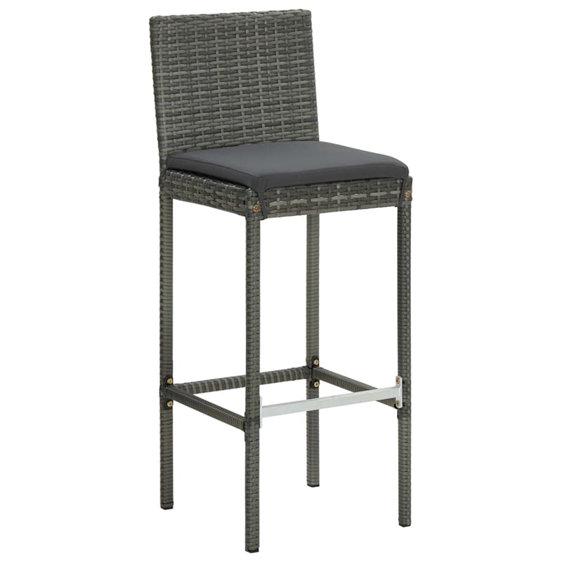 Pemberly Row 7 Piece Solid Acacia Wood Bar Set in Gray/Anthracite
