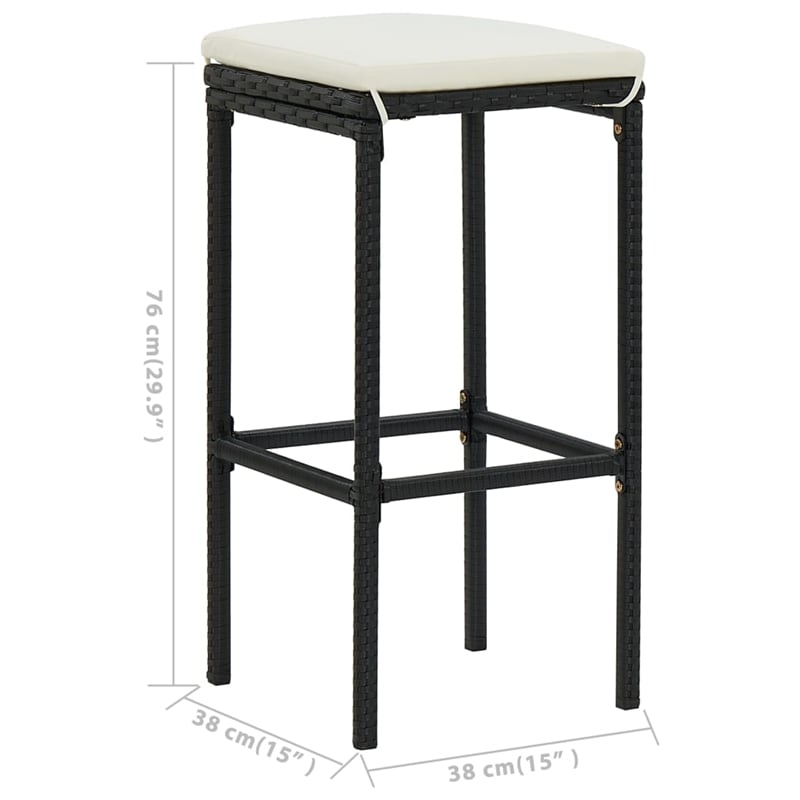 Pemberly Row 5 Piece Solid Acacia Wood Bar Set in Black/Cream