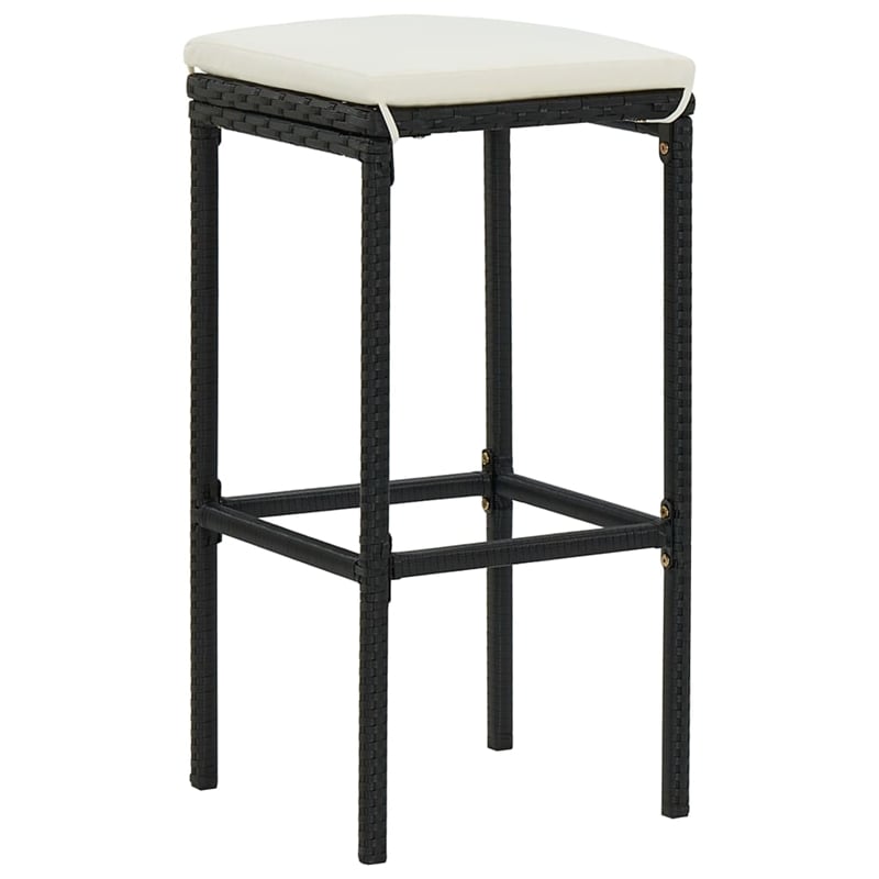 Pemberly Row 5 Piece Solid Acacia Wood Bar Set in Black/Cream