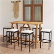 Pemberly Row 7 Piece Solid Acacia Wood Bar Set in Black/Cream
