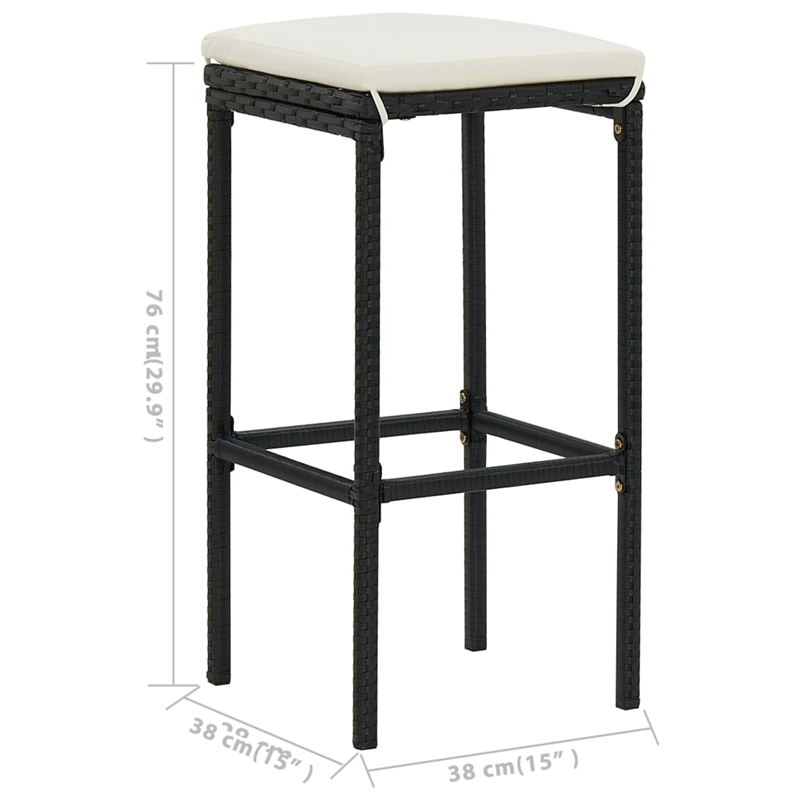 Pemberly Row 7 Piece Solid Acacia Wood Bar Set in Black/Cream