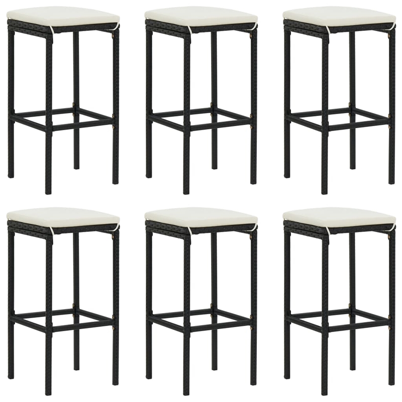 Pemberly Row 7 Piece Solid Acacia Wood Bar Set in Black/Cream