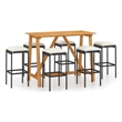 Pemberly Row 7 Piece Solid Acacia Wood Bar Set in Black/Cream