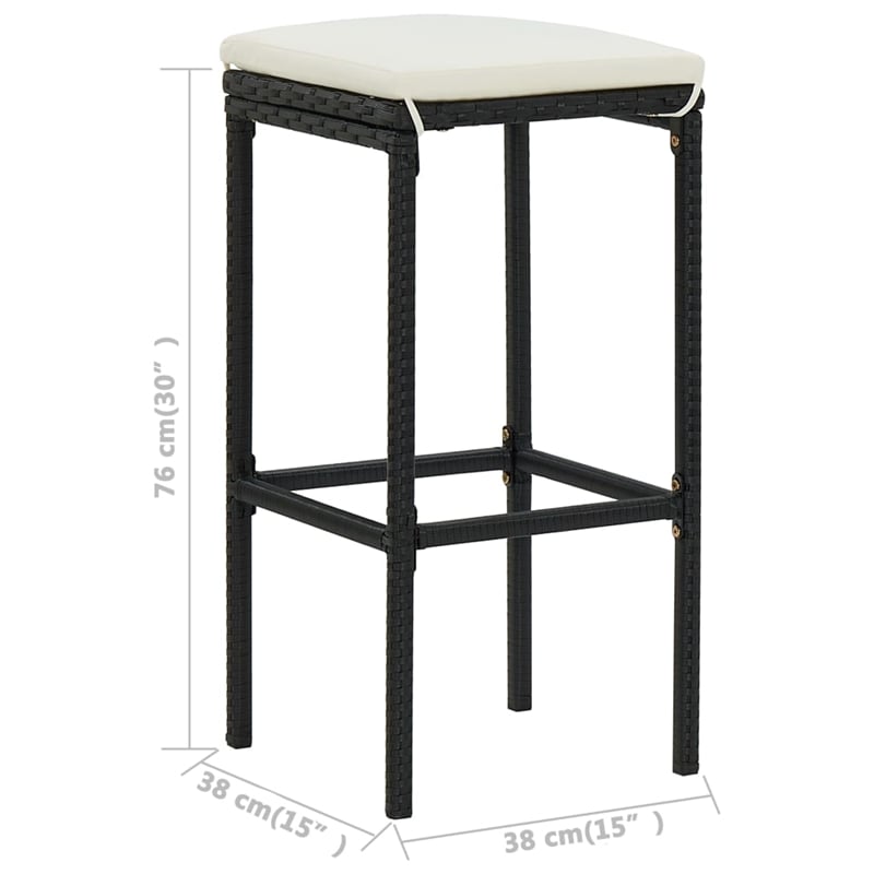 Pemberly Row 5 Piece Steel Outdoor Standard Patio Bar Set in Black