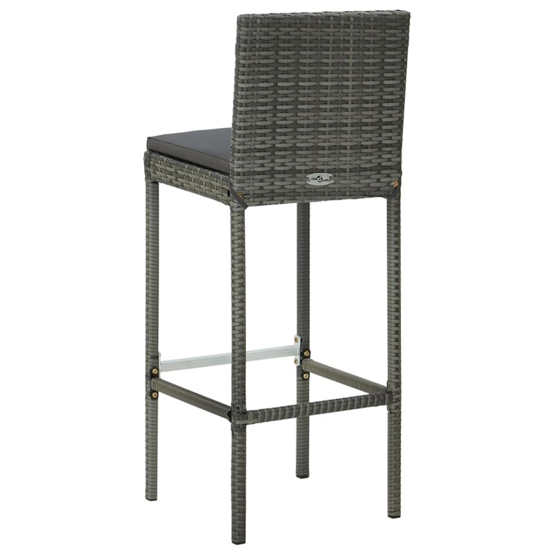 Pemberly Row 3 Piece Steel Small Outdoor Patio Bar Set in Gray