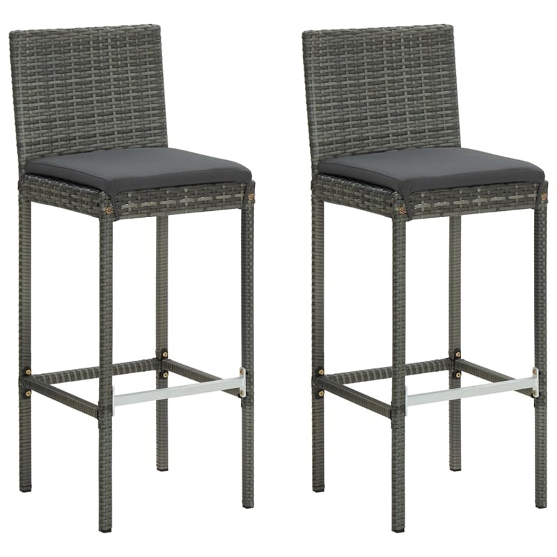 Pemberly Row 3 Piece Steel Small Outdoor Patio Bar Set in Gray