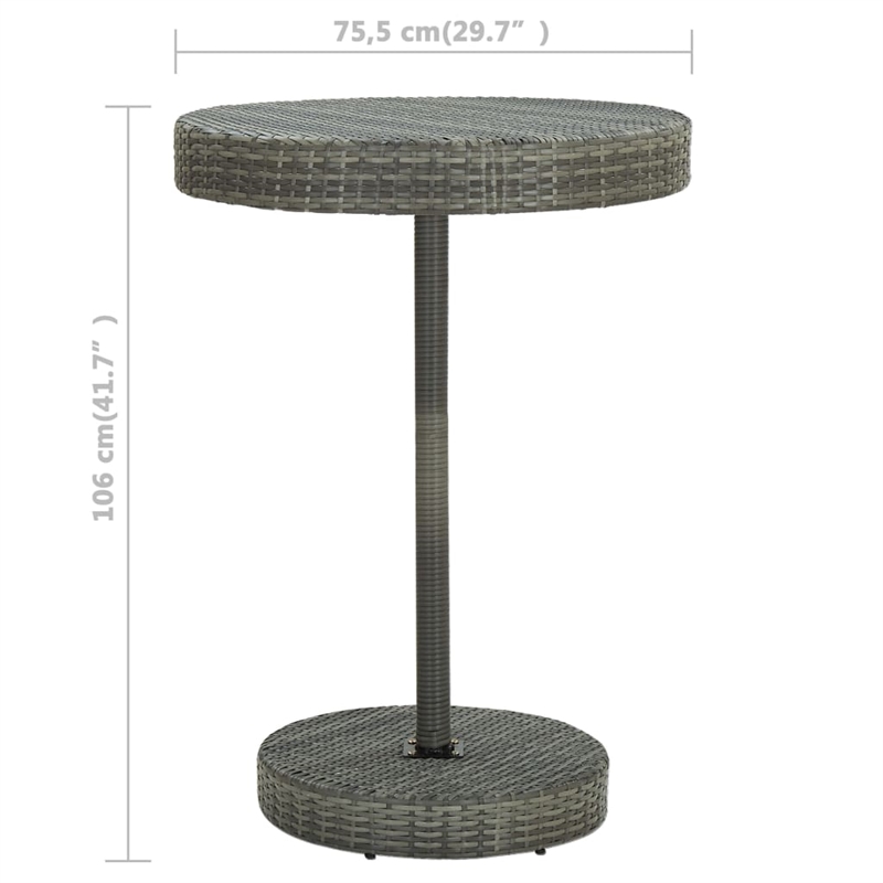 Pemberly Row 5 Piece Poly Rattan Small Outdoor Patio Bar Set in Gray