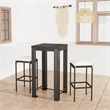 Pemberly Row 3 Piece Outdoor Patio Bar Set with Cushions in Black