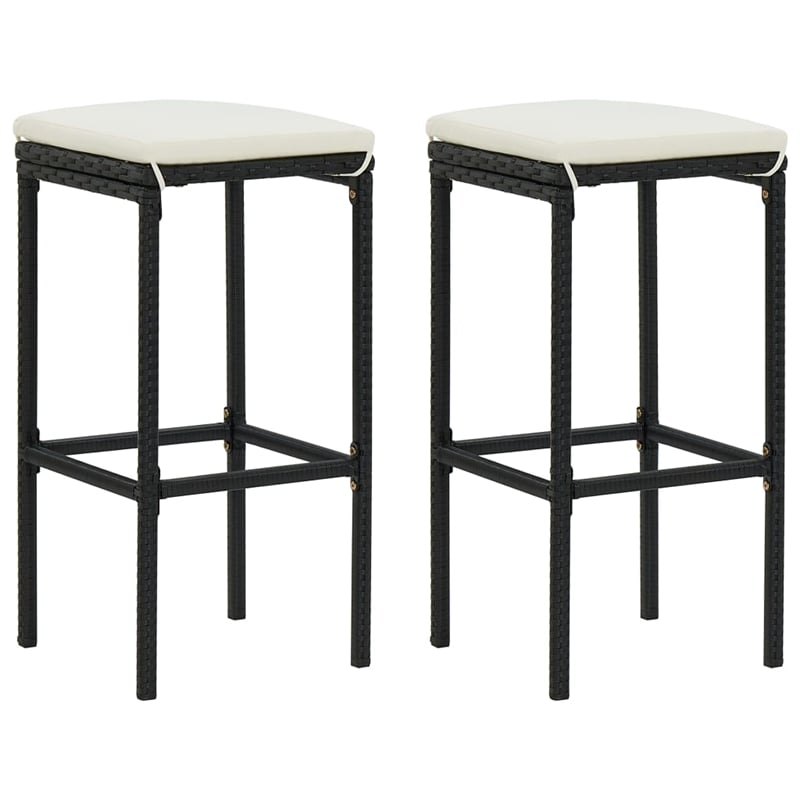 Pemberly Row 3 Piece Outdoor Patio Bar Set with Cushions in Black