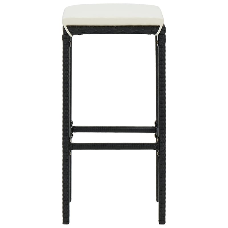 Pemberly Row 3 Piece Outdoor Patio Bar Set with Cushions in Black