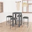 Pemberly Row 5 Piece Steel Outdoor Patio Bar Set with Cushions in Gray
