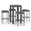 Pemberly Row 5 Piece Steel Outdoor Patio Bar Set with Cushions in Gray