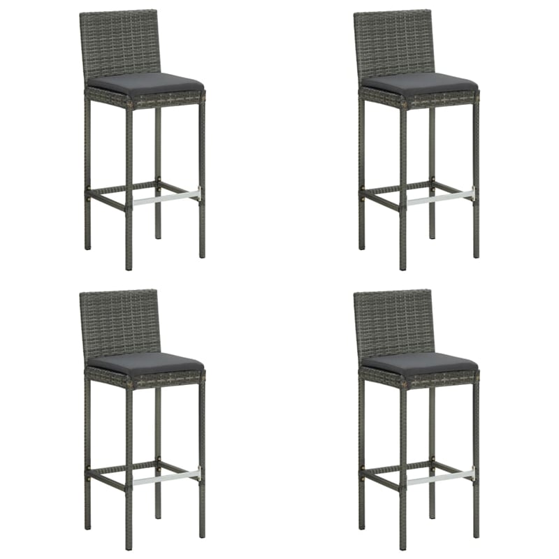Pemberly Row 5 Piece Steel Outdoor Patio Bar Set with Cushions in Gray